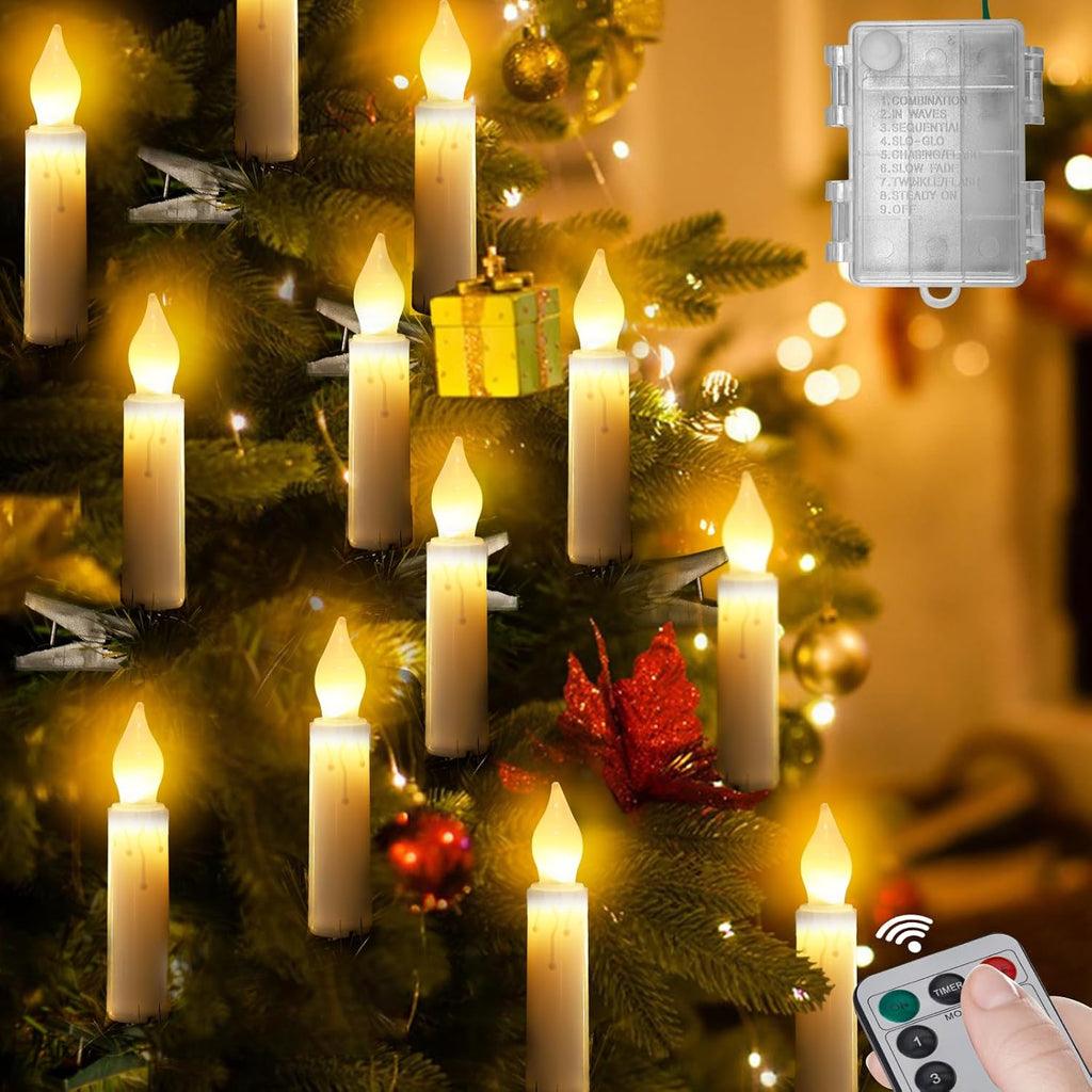 Skiennix Flameless LED Candle Lights - 20PCS Battery Operated with Remote Control | Waterproof & Flickering for Christmas Trees