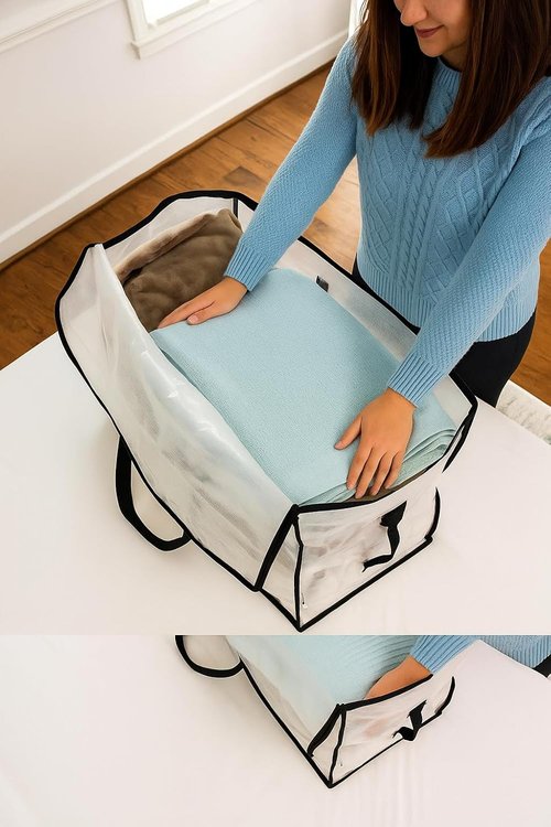 Heavy Duty Clear Tote Bag - Extra Large Durable Storage Bin with Zippered Closure & Reinforced Handles for Home, Travel & Garage Use