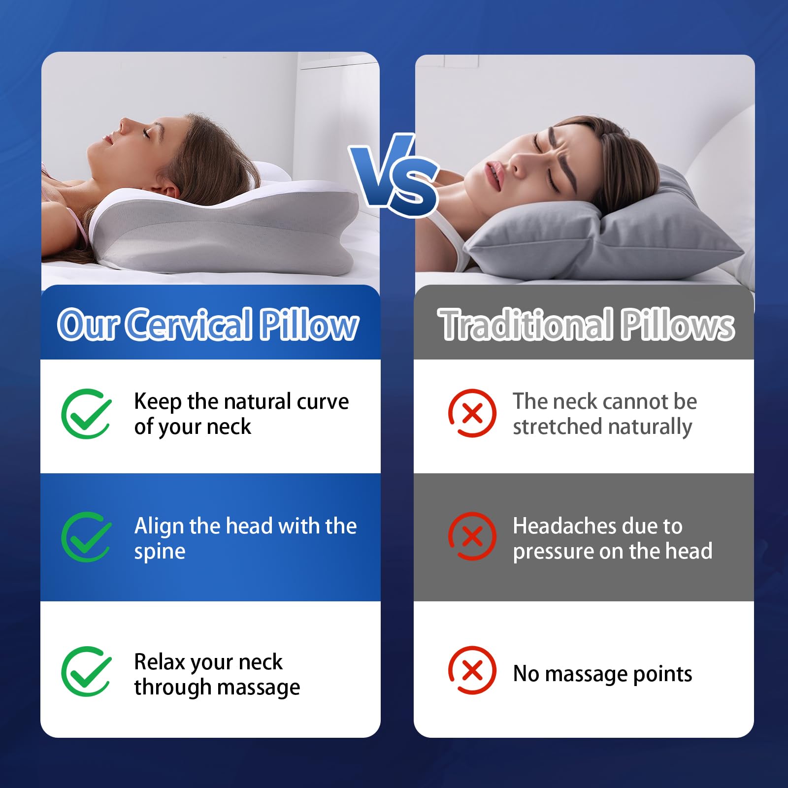 Cervical Neck Pillow, Pillows for Neck and Shoulder Pain, Contour Pillow, Neck Pillows, Pillow for Neck Pain Relief, Side Sleeper Pillows for Adults, Ergonomic Pillow, Memory Foam Pillows(Light_White)