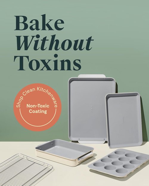 Caraway Nonstick Ceramic Bakeware Set - 5 Pieces of Assorted Baking Pans & Sheets | Non-Toxic, Navy