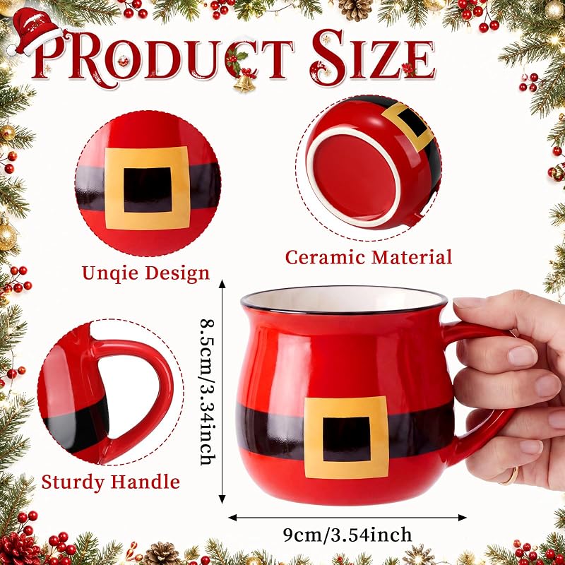 Vesici 6 Pcs Red Santa Christmas Ceramic Mugs – Bulk Coffee Cups, Santa Variation