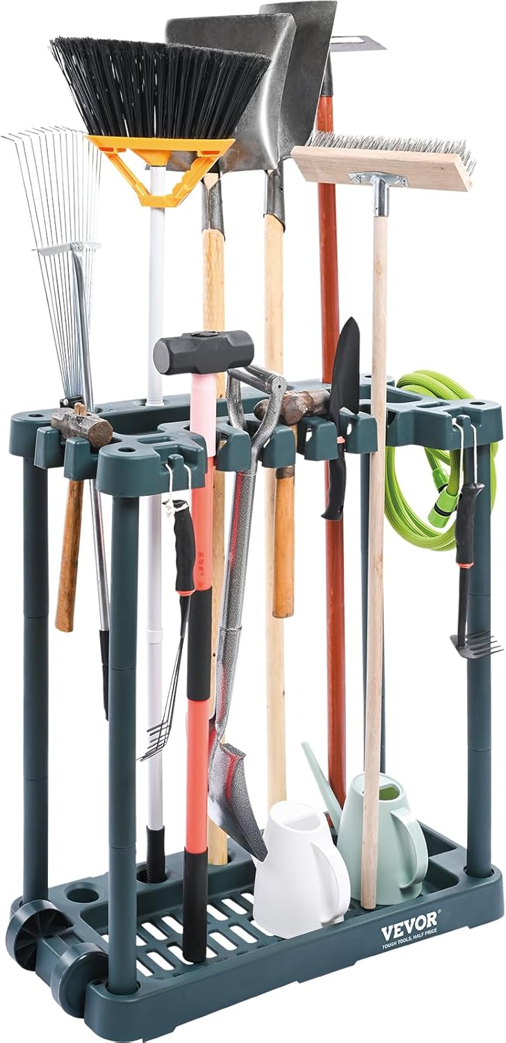 VEVOR Garden Tool Organizer - 10 Slot Yard Tool Tower Rack for Garage Storage & Organization