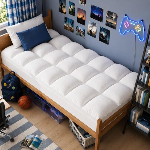 ELEMUSE Twin Mattress Topper - Plush Soft Pillowtop for Back Pain Relief | Extra Thick Deep Pocket Design