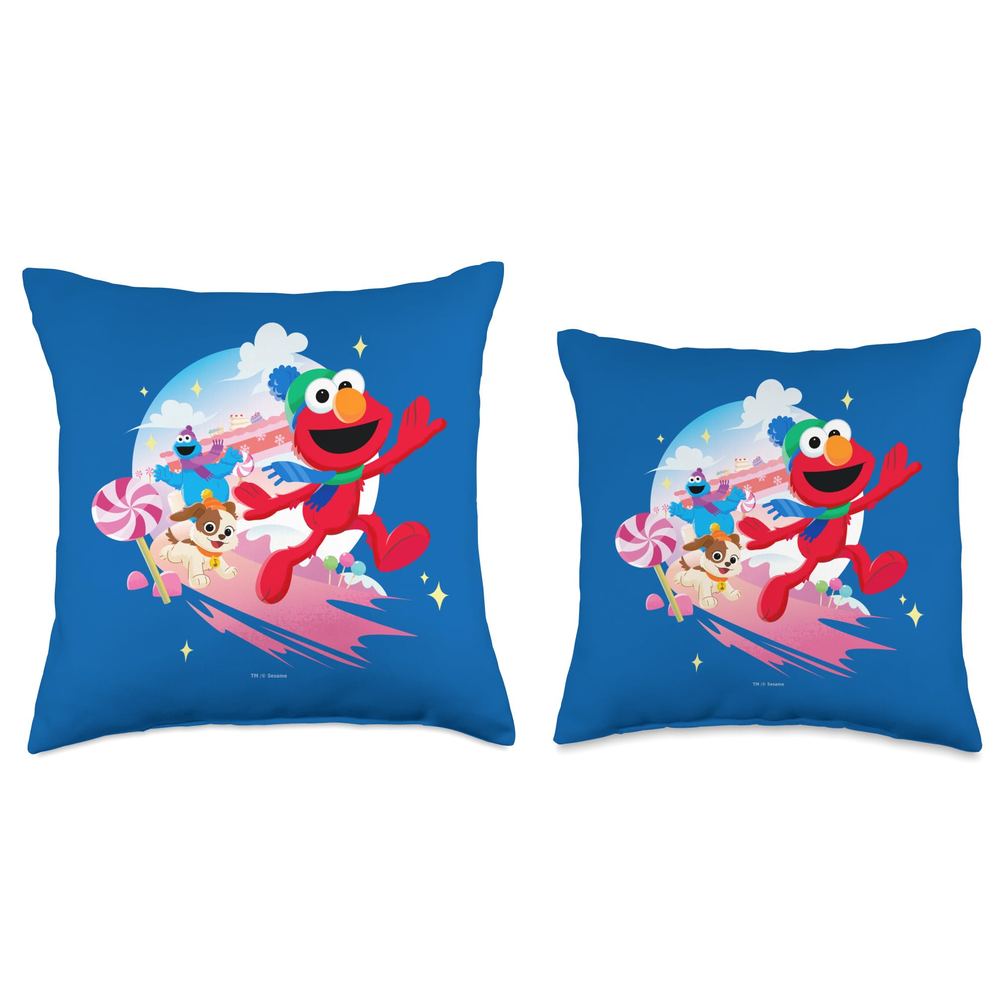 Sesame Street Holiday Cheer With Elmo, Tango, Cookie Monster Throw Pillow