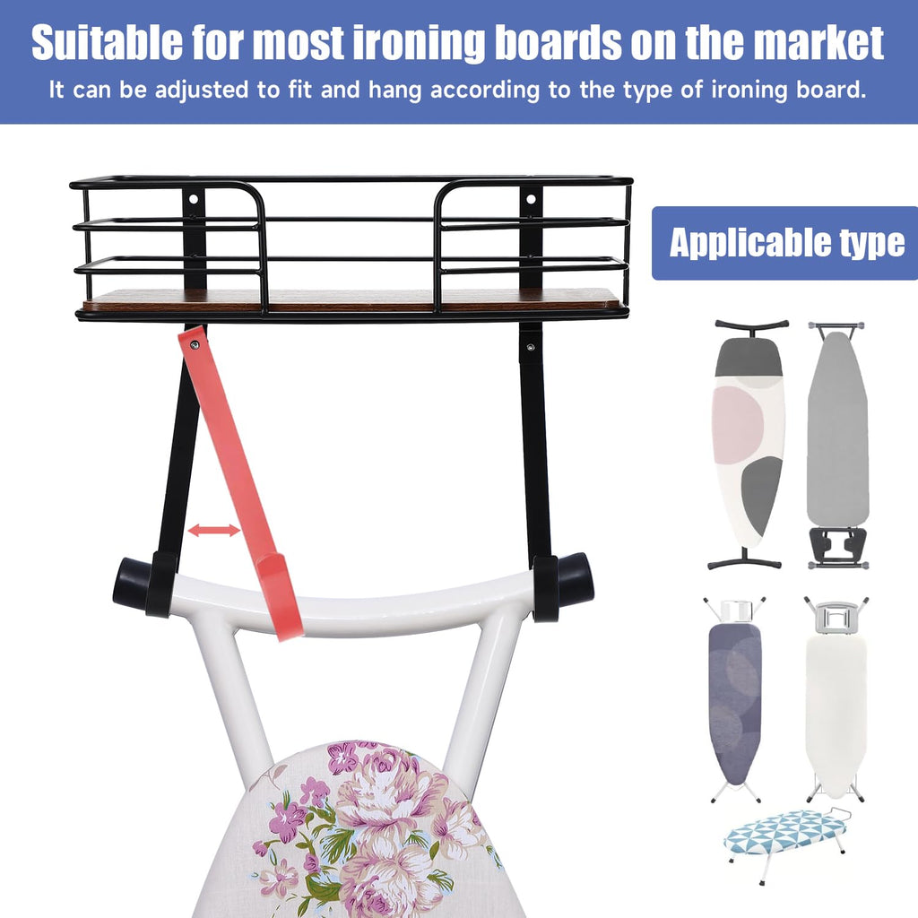TORZCT Ironing Board Holder Wall Mount Laundry Room Hanging Iron and Ironing Board Hanger Storage Laundry Room Decor and Organization Fit Most Ironing Boards leg's(Included T&V Shaped)-Black