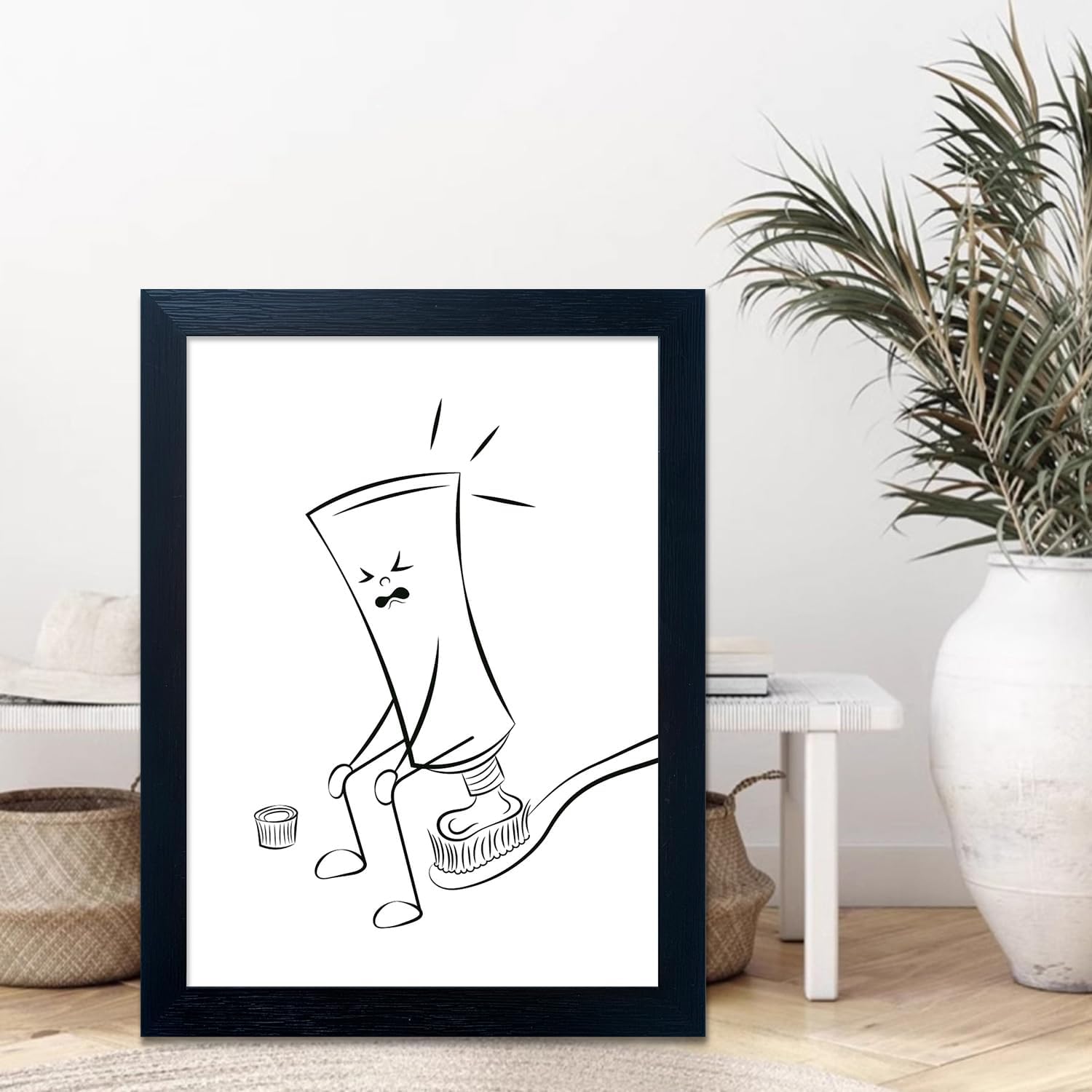 Regine Switzerland Black and White Bathroom Wall Art - Funny Minimalist Toilet Decor | Framed Canvas Print