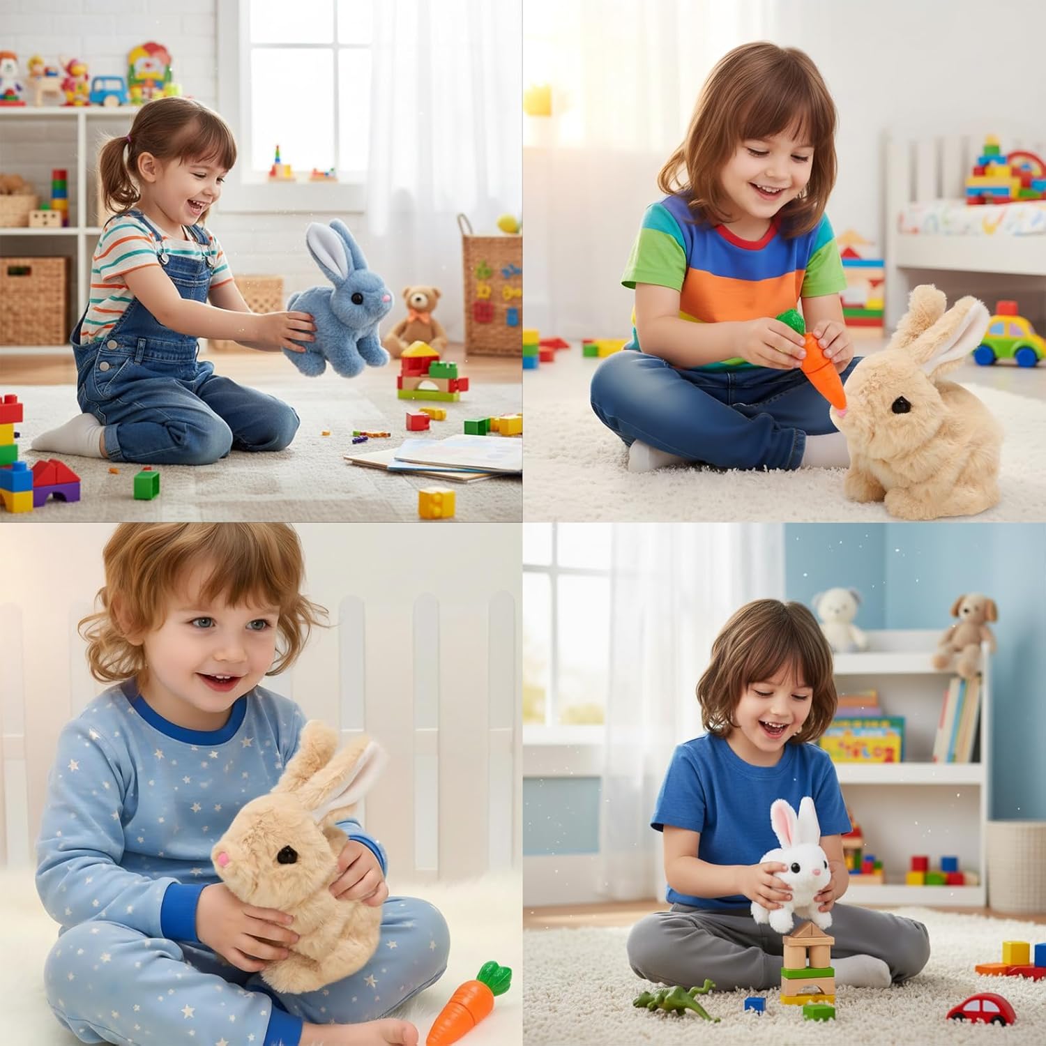 Skiennix Interactive Hopping Bunny Plush Toy - Realistic Easter Rabbit with Sounds & Movements | Brown & White