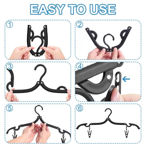 30 Pack Foldable Travel Hangers with 20 Clips - Cruise Essentials 2025 Lightweight Portable Collapsible Plastic Hangers Travel Must Haves for Suitcase, Flying, Camping, Hotel, RV