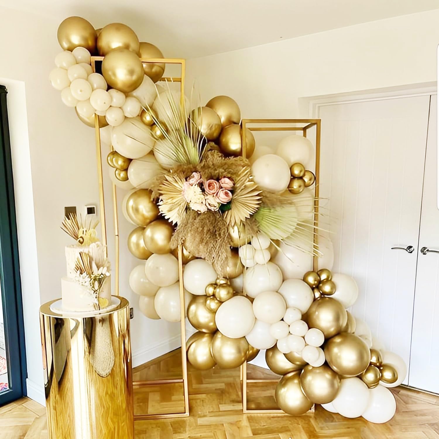 Voircoloria Metallic Gold Balloon Garland Kit - 90 Pack in 5/10/12/18 Inch Sizes | Perfect for Weddings & Celebrations