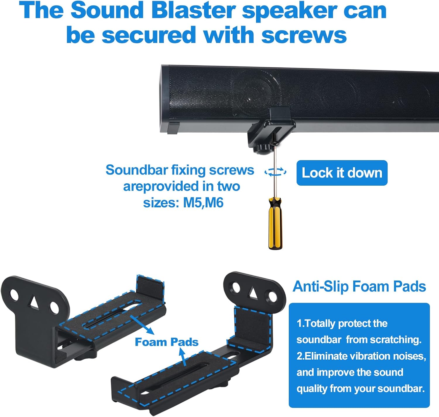 **Sonos Soundbar Wall Mount - All Metal Adjustable Design for TVs | Holds Up to 30 lbs, Black, 2 Packs**