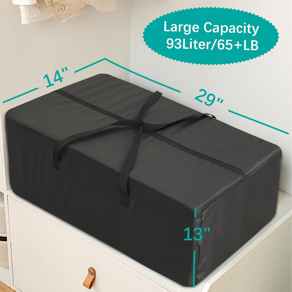 Skiennix Heavy Duty Moving Bags - Reinforced Zipper & Handles for Sturdy Storage | 6 Pack, Black