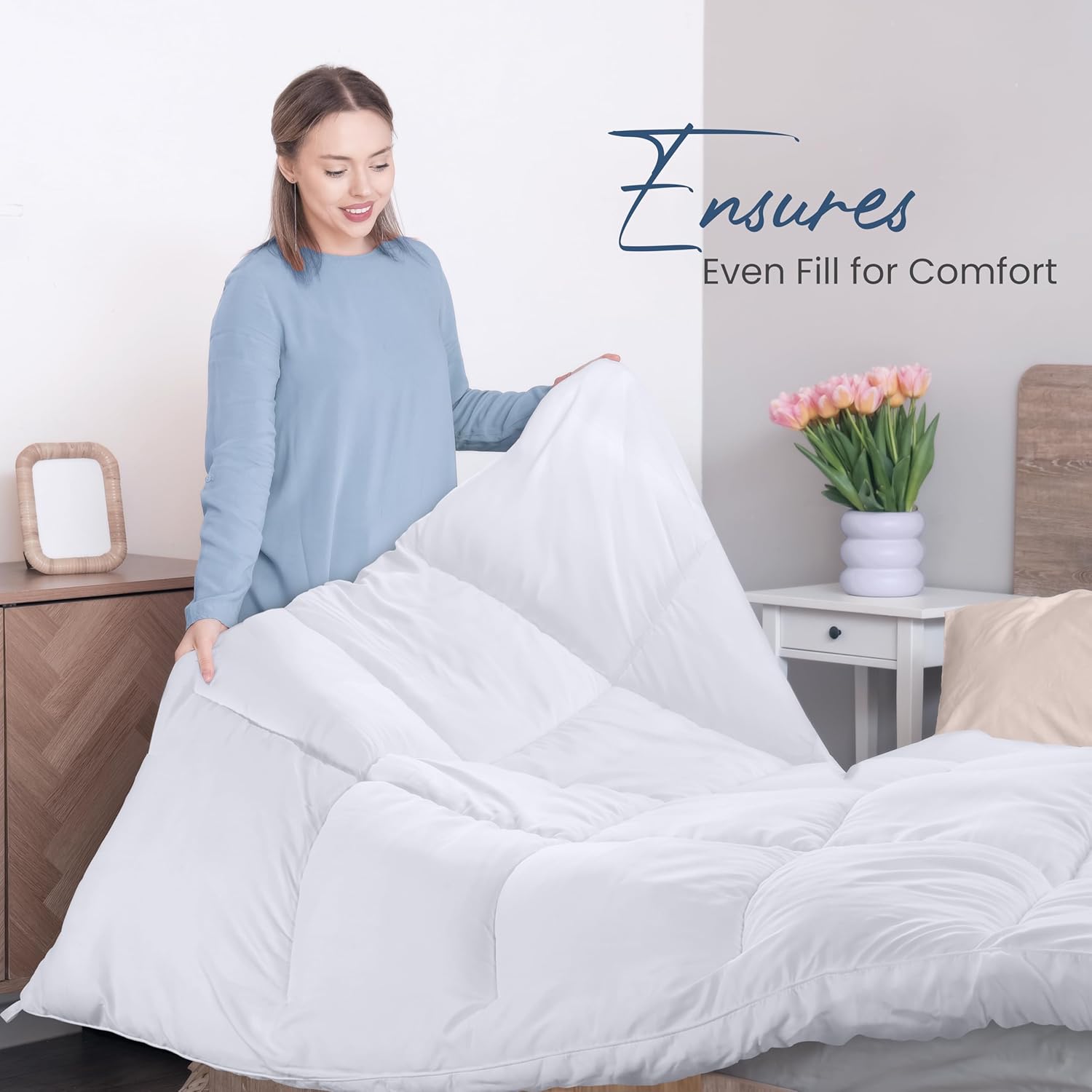 Utopia Bedding Queen Size Comforter - All Season Down Alternative Duvet Insert, Machine Washable (White)
