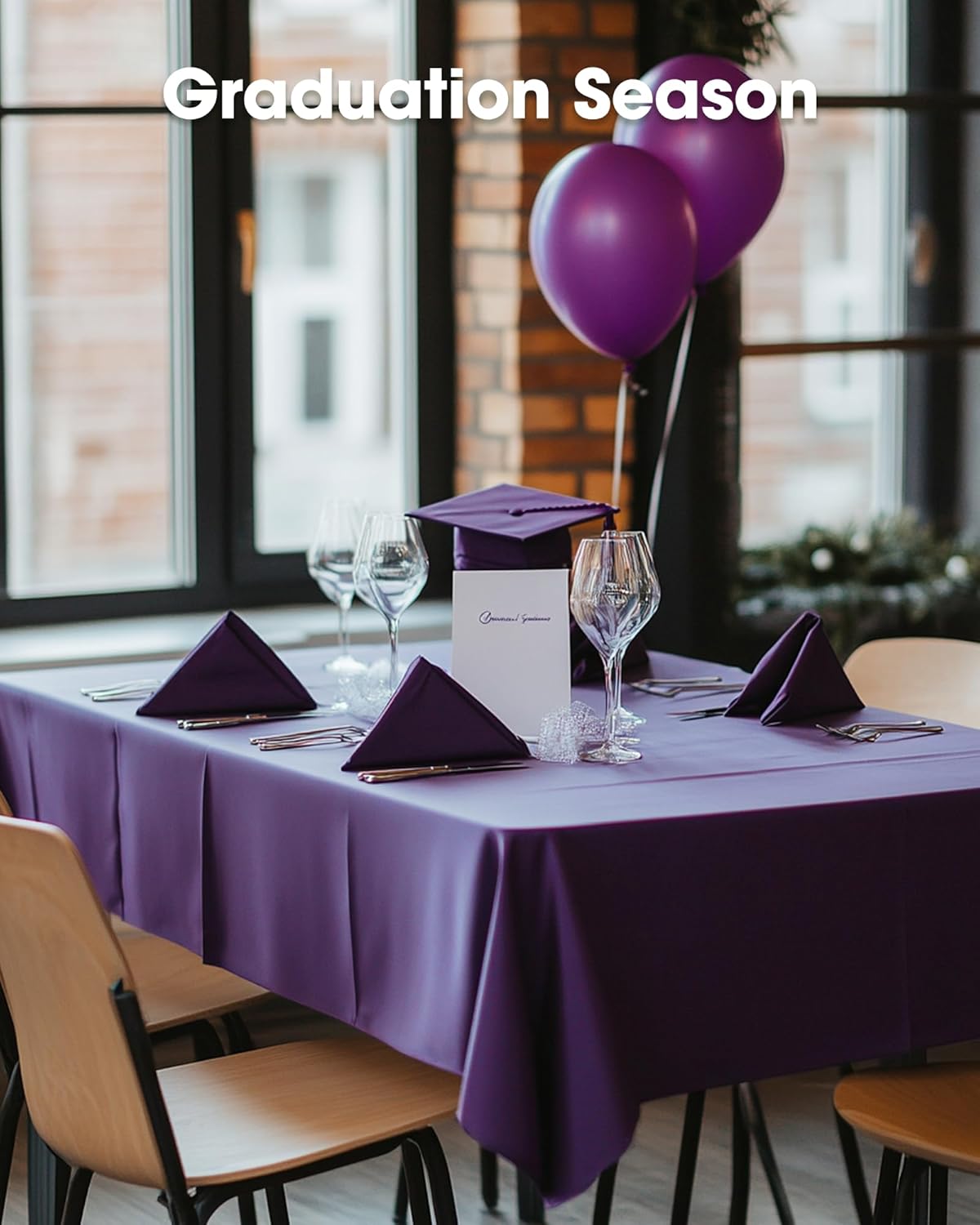 Pureegg Disposable Plastic Table Cloths - Leakproof & Sturdy, 54 x 108 Inch, Purple | 8 Pack for Graduation Party Decorations