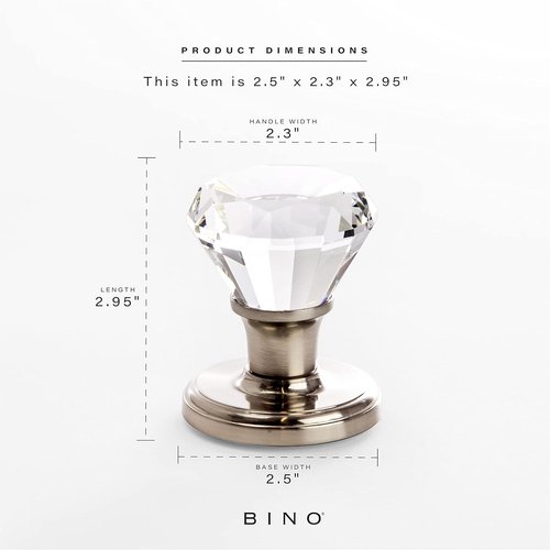 BINO Crystal Door Knobs Set - Elegant Satin Nickel Finish | Functional Interior Knobs
