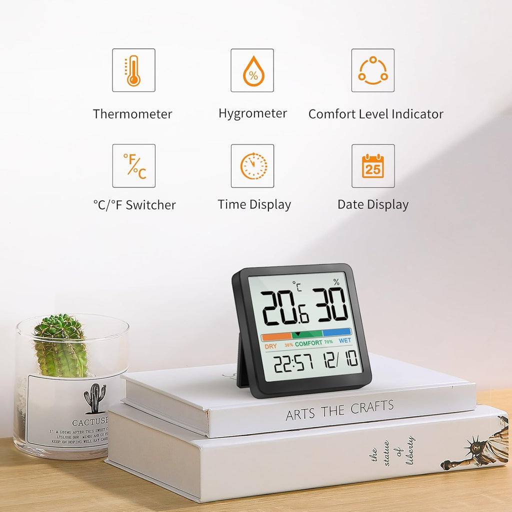 NOKLEAD Mini Desktop Thermometer Hygrometer - Accurate Temperature & Humidity Monitor with Comfort Indicator | Ideal for Home, Garage, Greenhouse