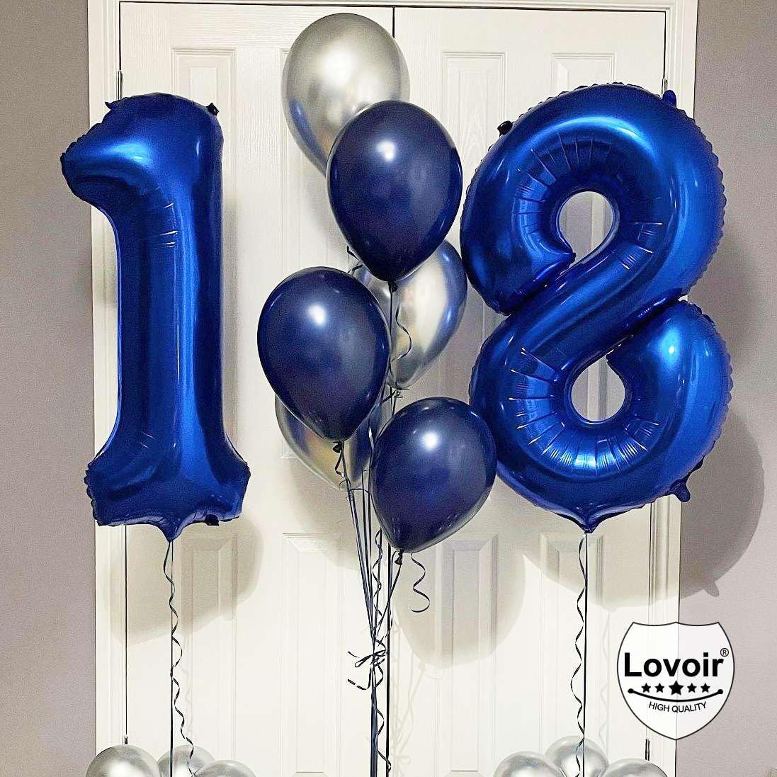Skiennix 40-Inch Navy Blue Number 28 Balloons - Giant Foil Mylar Helium Decorations for 28th Birthday & Anniversary Celebrations