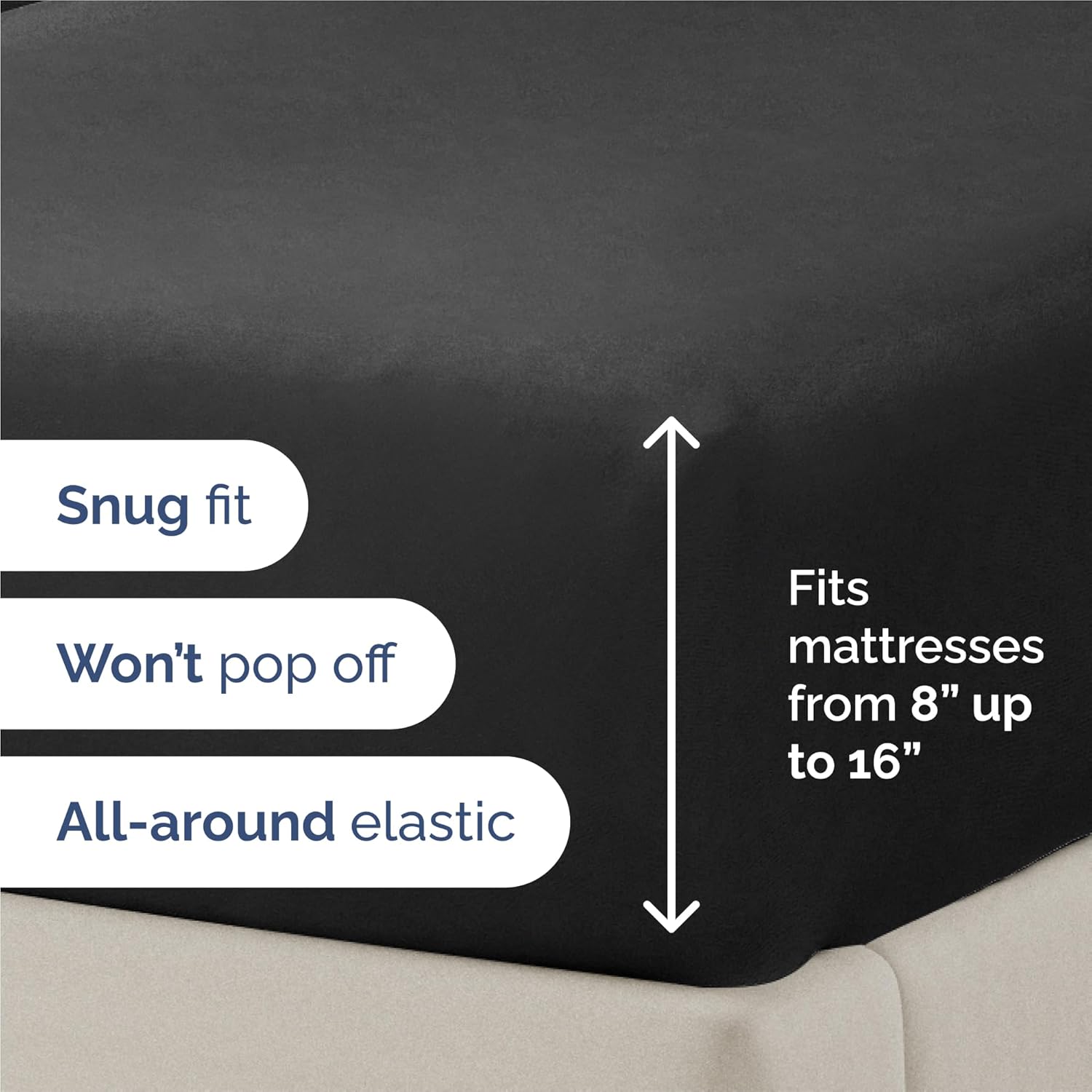 Split King Size 5-Piece Sheet Set | Comfy, Breathable & Cooling Hotel Luxury Bedding - Deep Pockets, Soft, Wrinkle-Free - Oeko-Tex Certified, Black