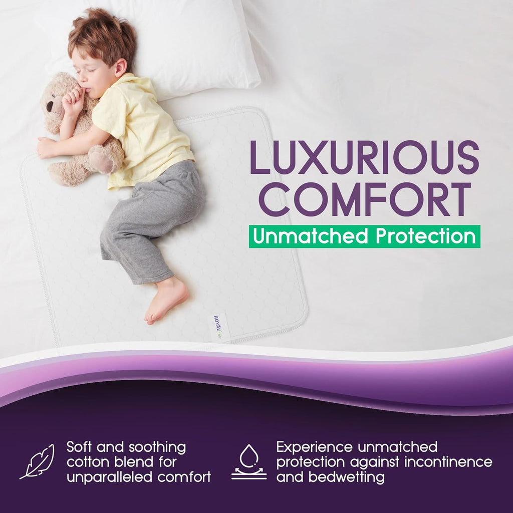 Skiennix Incontinence Bed Pads - Reusable Waterproof Underpads for Chairs & Mattresses - Highly Absorbent, Machine Washable - 34x36 Inches (Pack of 4), Blue