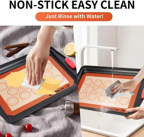 Enrich Up Baking Pans Set - 6-Piece Non-Stick Silicone Cookie Sheets | Heat-Resistant Bakeware for Cookies & Pastries
