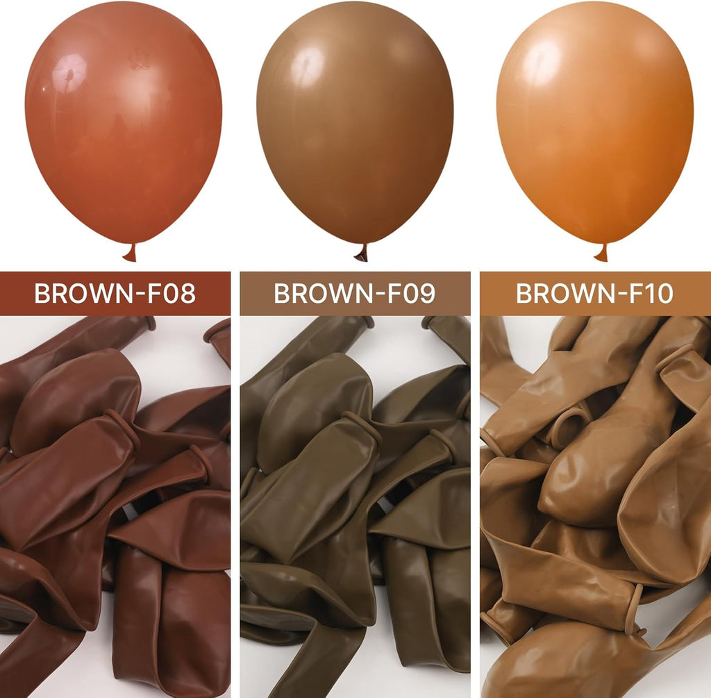 PartyWoo Dark Brown Balloons - 140-Piece Boho Neutral Balloon Arch Kit | 5-18 Inch for Birthday & Baby Shower Decor