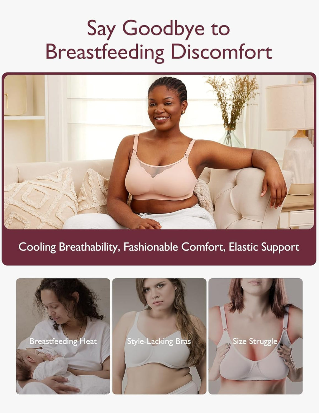 Momcozy Nursing Bras - Breathable Mesh Comfort for Breastfeeding | Wireless Maternity Sleep Bra