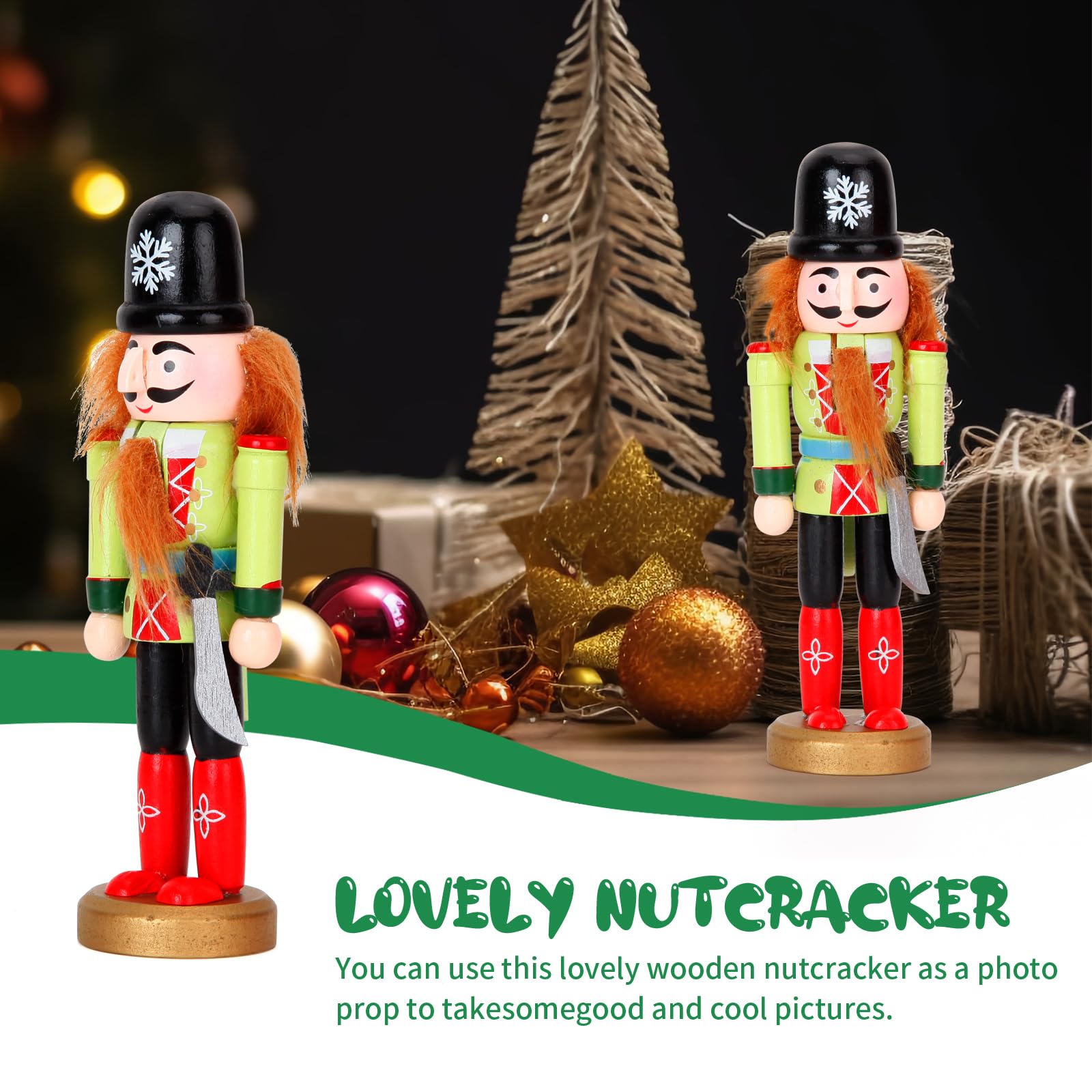 ZJEFUNS 5PCS Christmas Nutcracker Ornament Set - Wooden Nutcracker Figures Soldier Xmas Decorations for Tree Table Decor Gifts