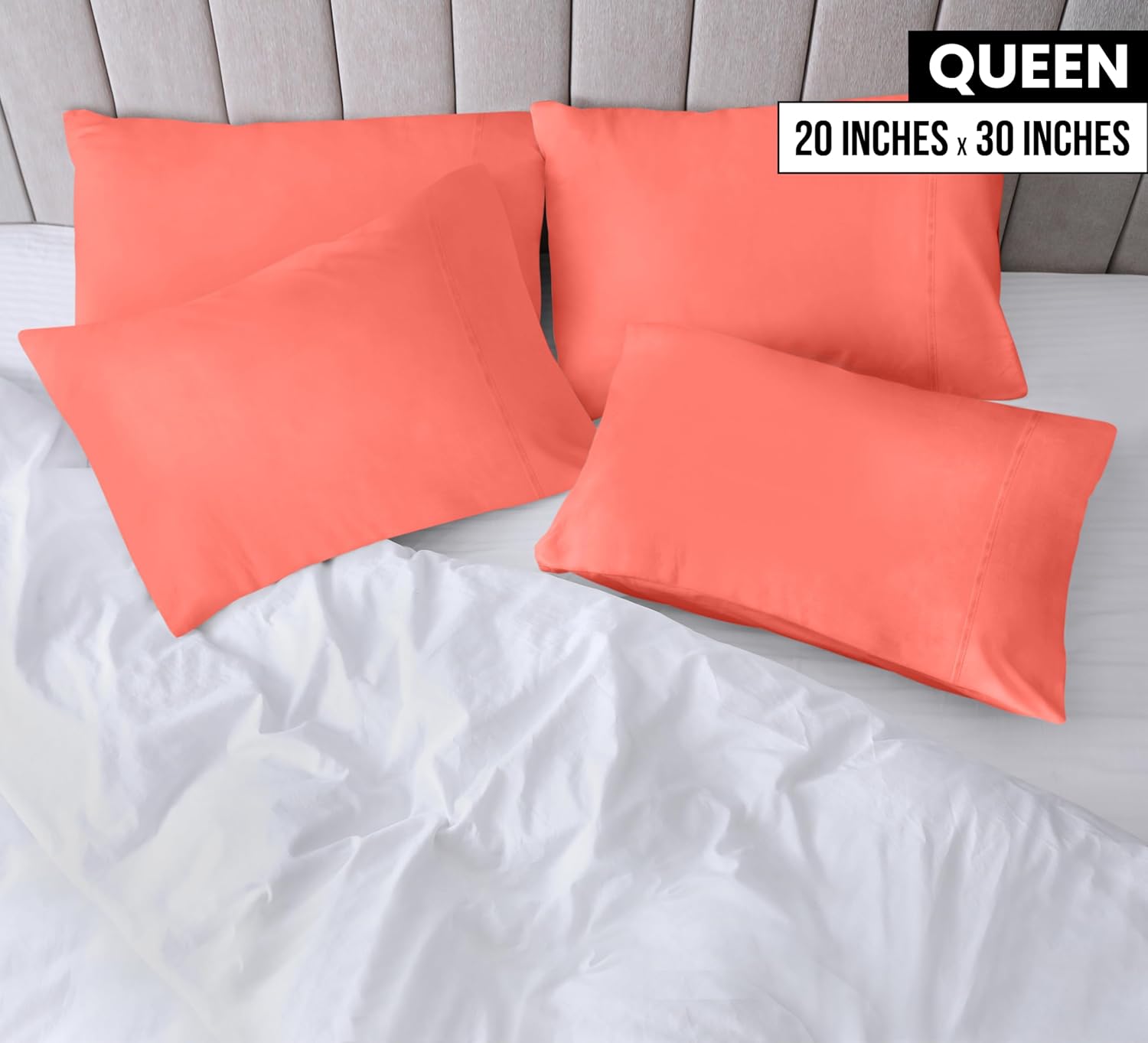Utopia Bedding Queen Pillow Cases - 4 Pack - Soft Brushed Microfiber | Fade Resistant 20 x 30 Inches (Coral)