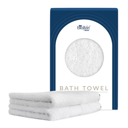 Bio Bidet by Bemis Luxury Towel Set, Highly Absorbent, Super Soft, Lightweight, Quick-Drying, 55” x 27.5” Bath Towel (2-Pack), White