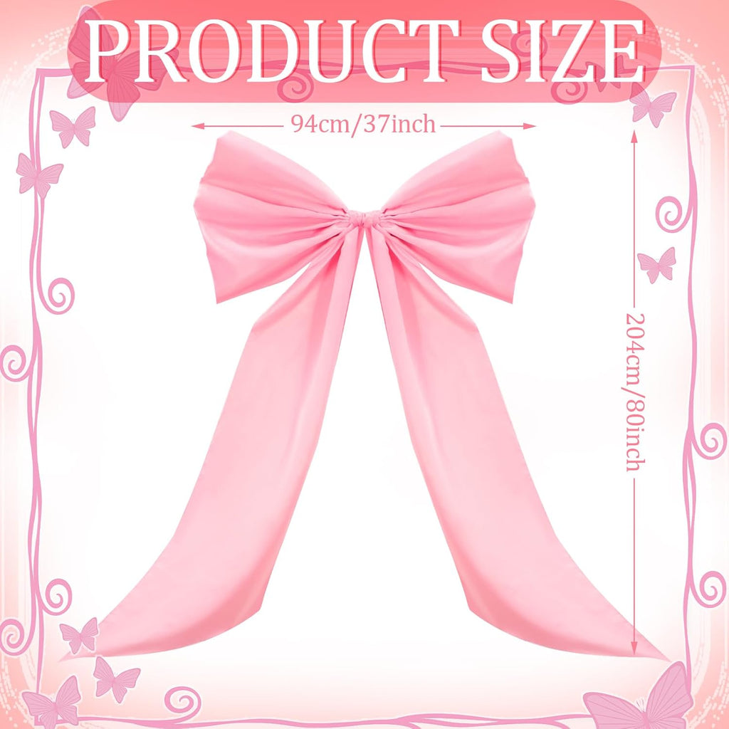 Wavwavw Giant Wall Bow Decorations - 39 x 72 Inch Pink Ribbon Decor for Birthday, Baby Shower & Weddings