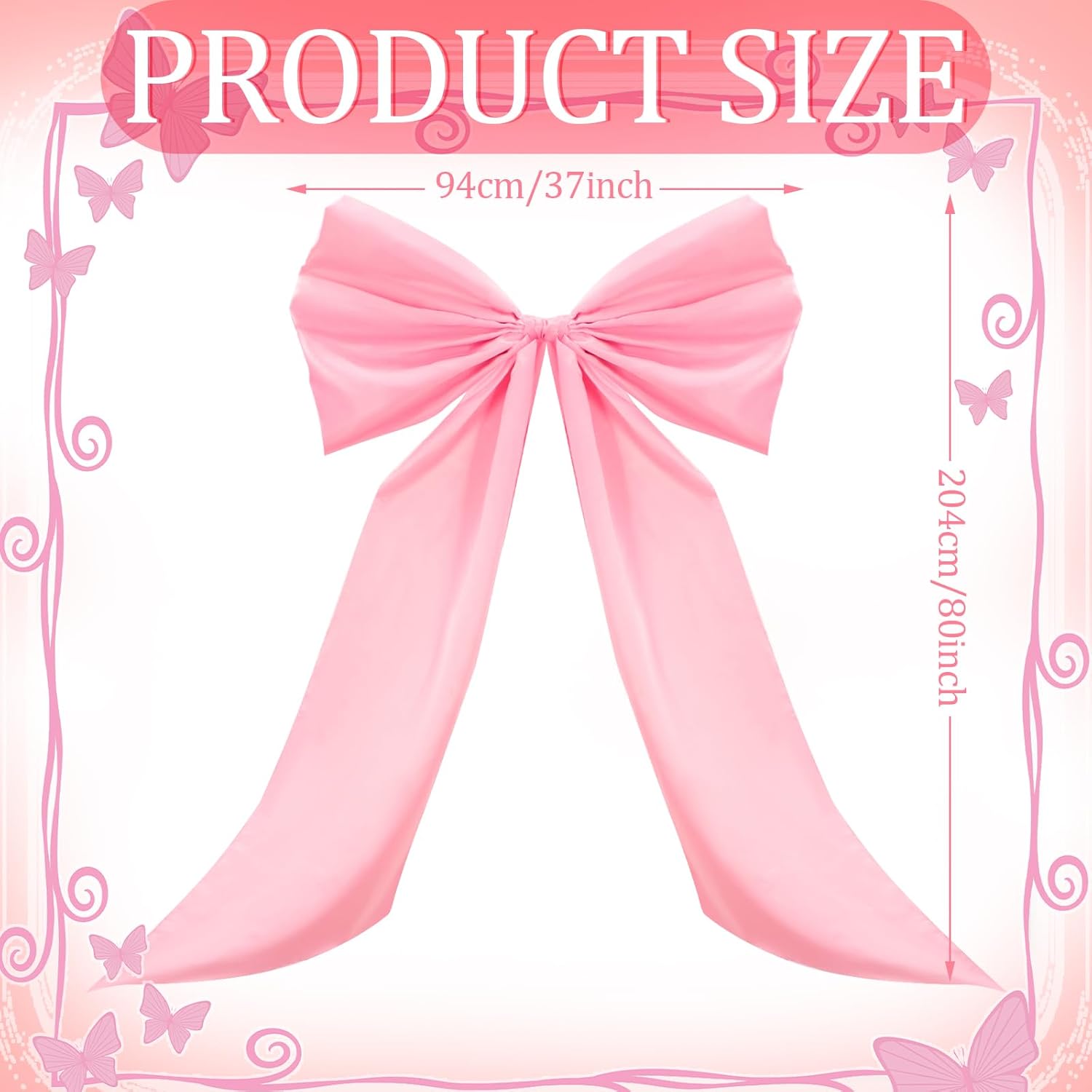 Wavwavw Giant Wall Bow Decorations - 39 x 72 Inch Pink Ribbon Decor for Birthday, Baby Shower & Weddings