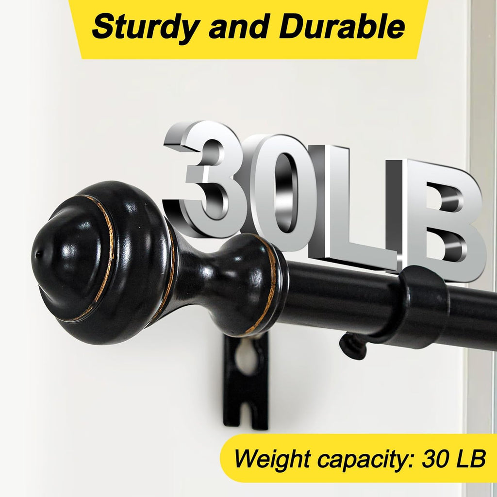 NICETOWN Adjustable Curtain Rods 2-Pack | 48-86 Inch | Black Grommet Blackout Curtains