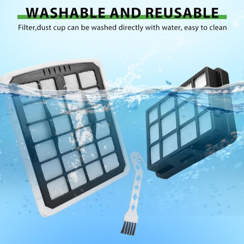 2 Pcs Replacement Filter Compatible with Eureka NEN180 NEN186BL Bagless Canister Vacuum Cleaner，1 Dust Cup Filter Element 1 HEPA Filters 1 Cleaning Brush