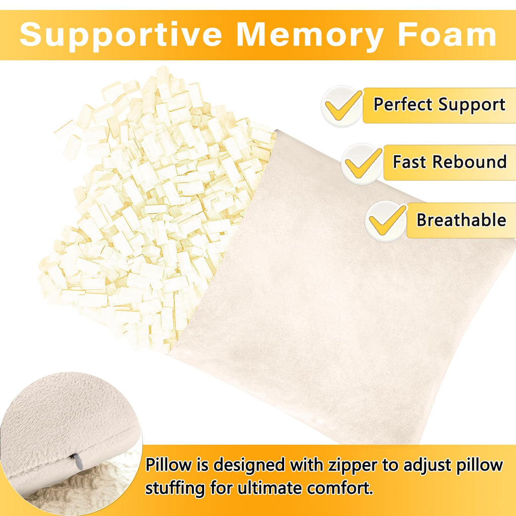 1 MIDDLE ONE 2 Pack Small Pillow, Memory Foam Mini Pillow 11 X 7 Inches for Travel, Sleeping, Nap and Neck, Knee, Lumbar Support, Tiny Cushion for Pet, Dogs (Off-White)