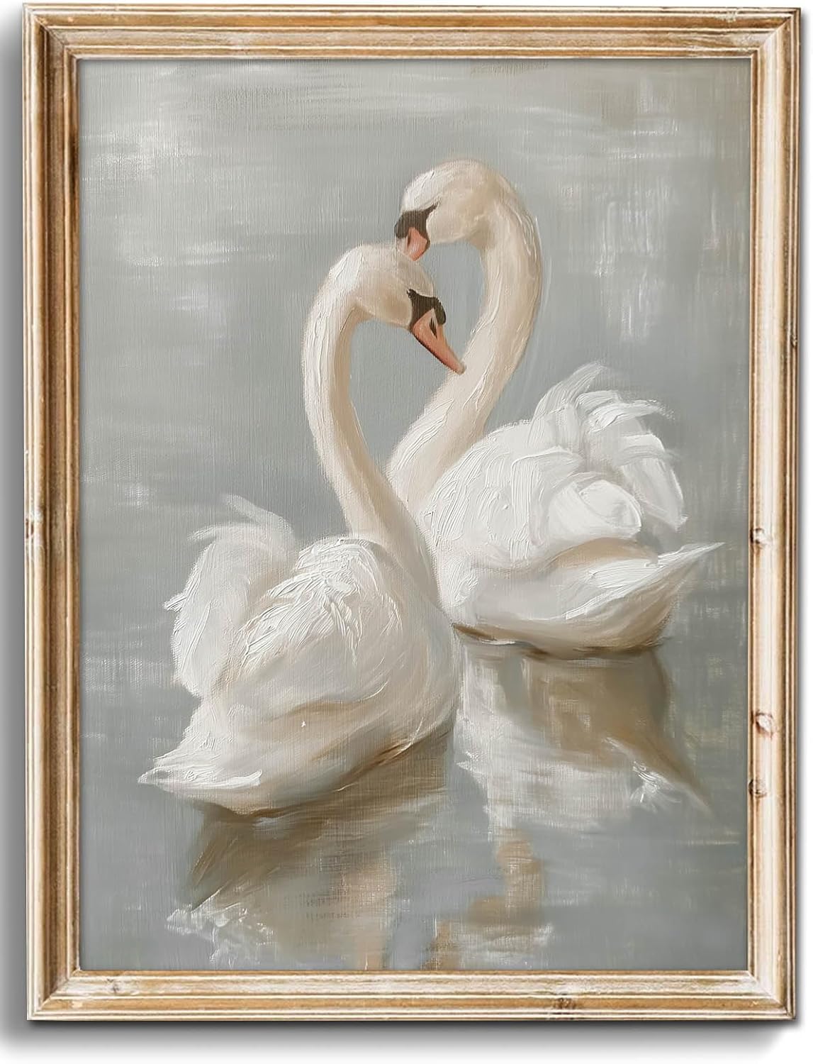 Uniro Vintage Wall Art - Classical Swan Canvas Oil Painting Poster | Pastel Watercolor Decor (8" x 10" Unframed)