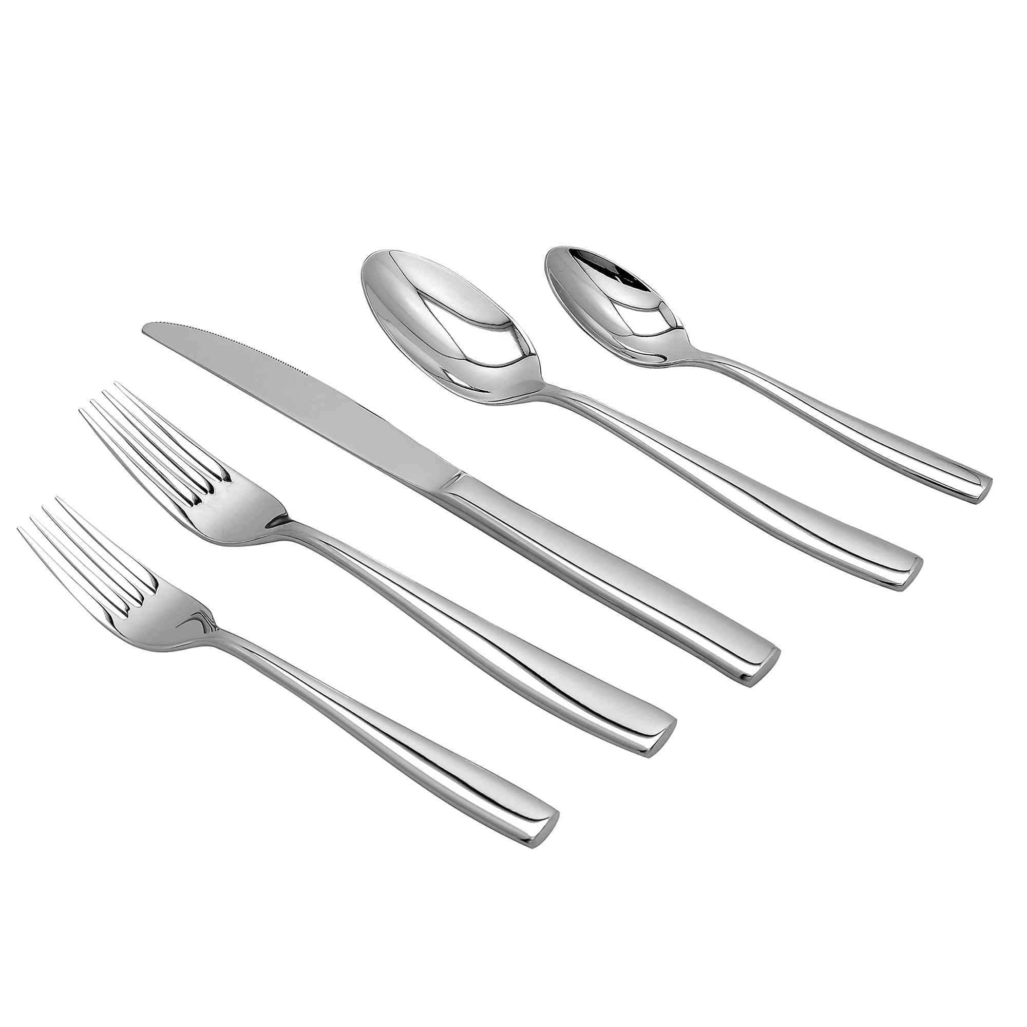 UPware 20-Piece 18/8 Stainless Steel Flatware Set, Service for 4, Include Knives/Forks/Spoons/Teaspoons/Salad Forks, Mirror Polished, Dishwasher Safe (Placid)