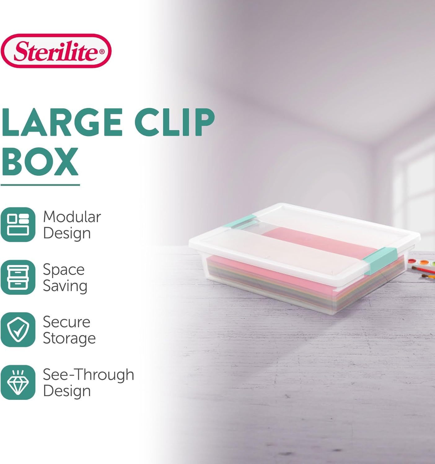 Sterilite 6-Pack Clip Box | Stackable Clear Plastic Bins with Latching Lids - Ideal for Arts, Crafts & Office Organization