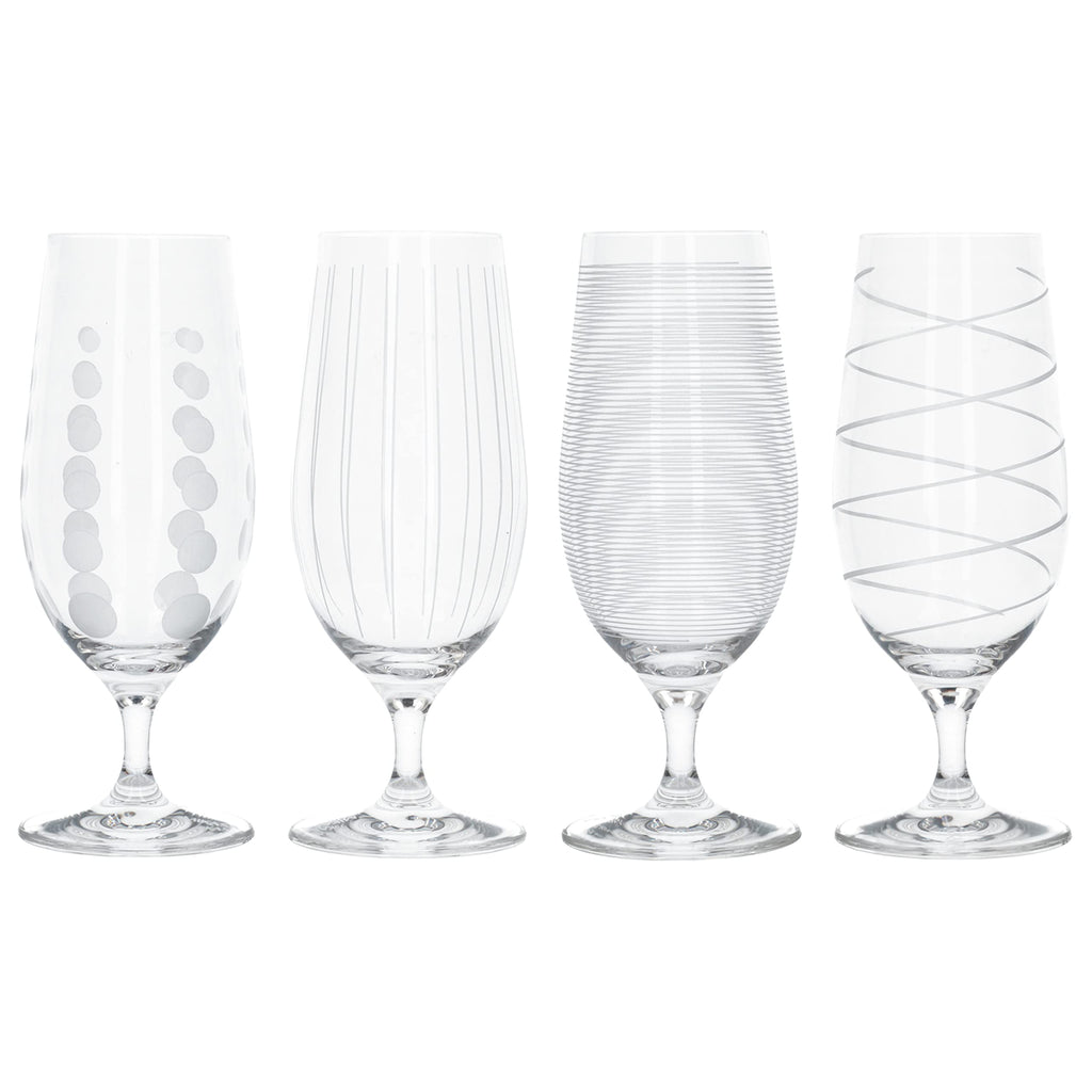 Mikasa 'Cheers' Beer Glasses/Craft Beer Glass Set with Decorative Etching, Crystal Glass, Silver Effect, 460 ml, Set of 4