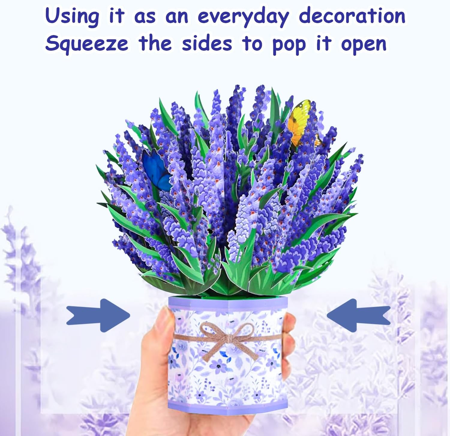 ROBBEAR 3D Lavender Bouquet Pop-Up Card - Unique Flower Greeting Card for Any Occasion | Perfect for Birthdays, Mother's Day, Anniversaries, and Valentine's Day