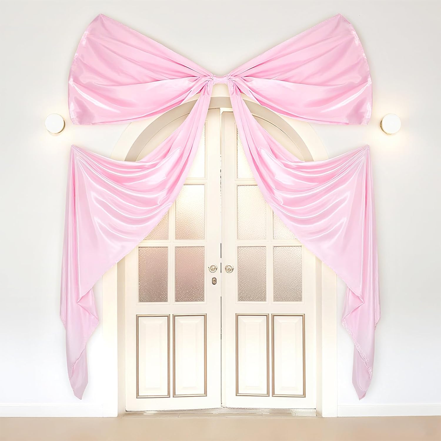 Skiennix Extra Large Wedding Bow Decor - 118 x 29 Inch Giant Satin Bow with Long Streamers | Pink Party Decoration