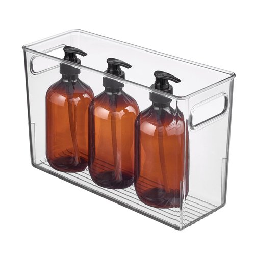 iDesign Slim Clear Plastic Bathroom Storage Bin, Tall Narrow Organizer for Lotions, Creams, and Toiletries