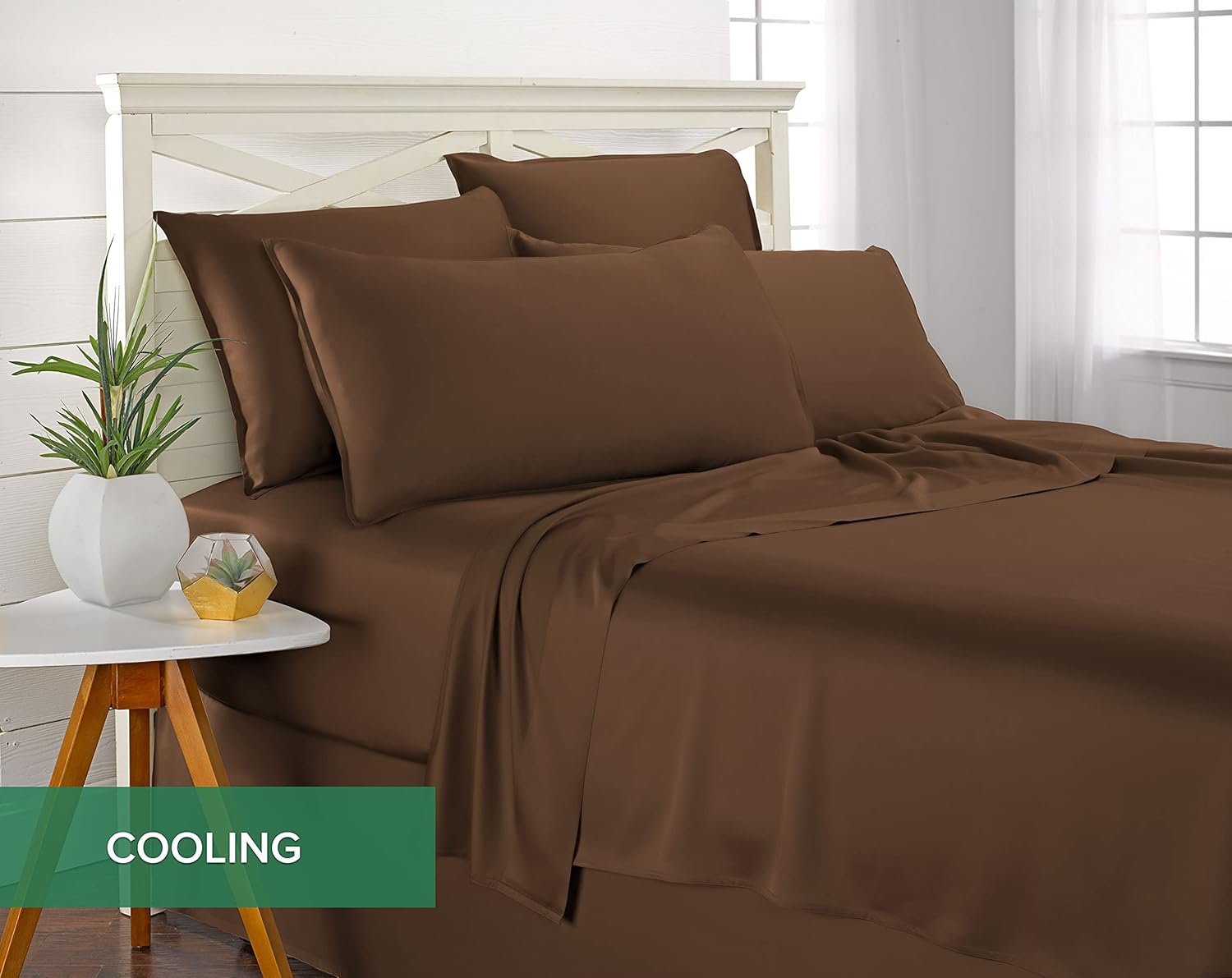 Pure Bamboo King Sheets - Luxuriously Soft 100% Organic Viscose Bed Sheet Set | Cooling Comfort in Coconut Husk