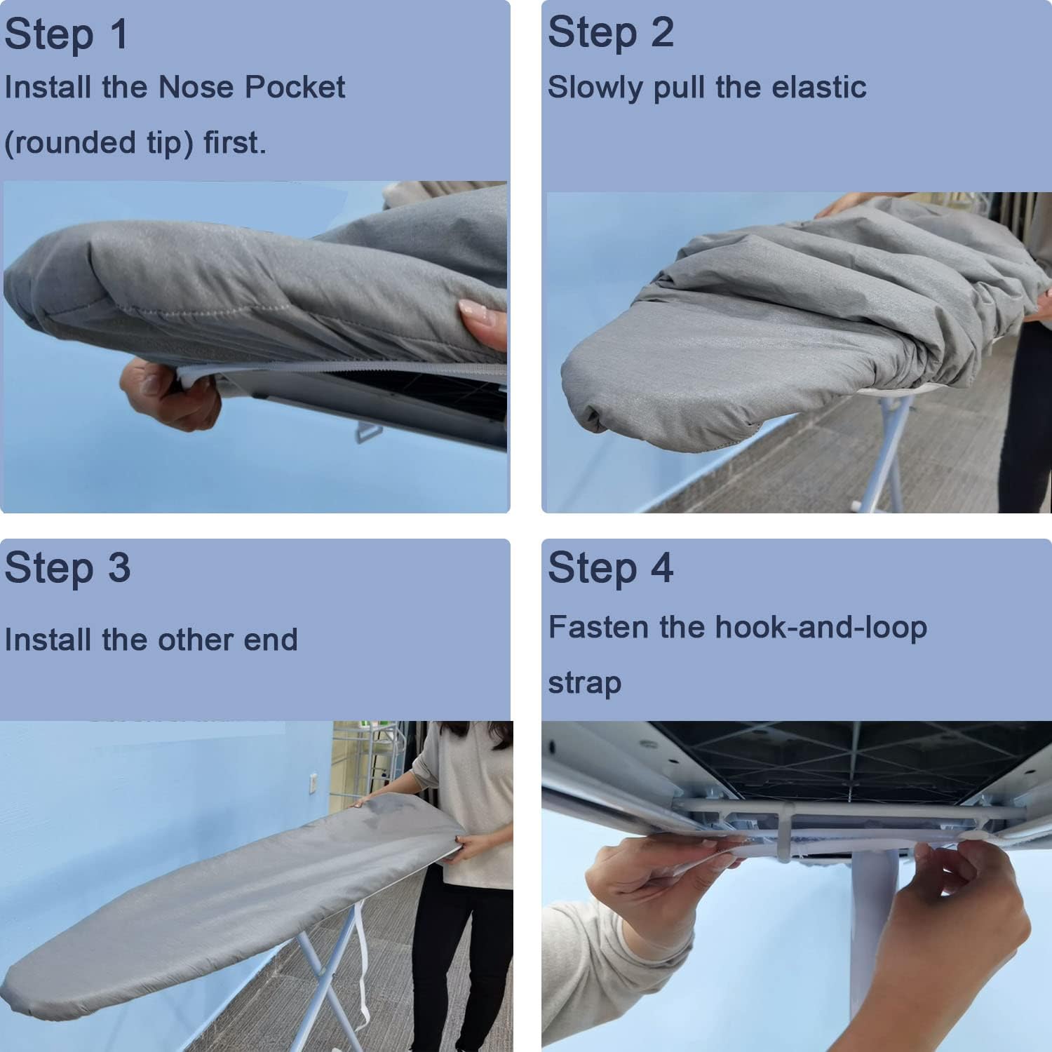 VividPaw Ironing Board Cover - Extra Wide Silicone Coated Pad with Thick Padding | 18" x 49" - Blue