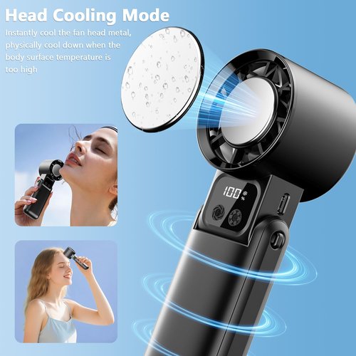 WOWF Portable Handheld Fan, 12000RPM Powerful Hand Fan Foldable with Air Turbo Tech Cooling,Turbo Fan for Indoor Outdoor Activities, Travel, Working (Black)