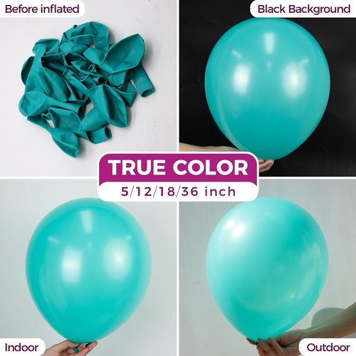 Bezente Teal Balloons - 150 Pack 5-Inch Matte Turquoise Latex Balloons for Weddings & Parties