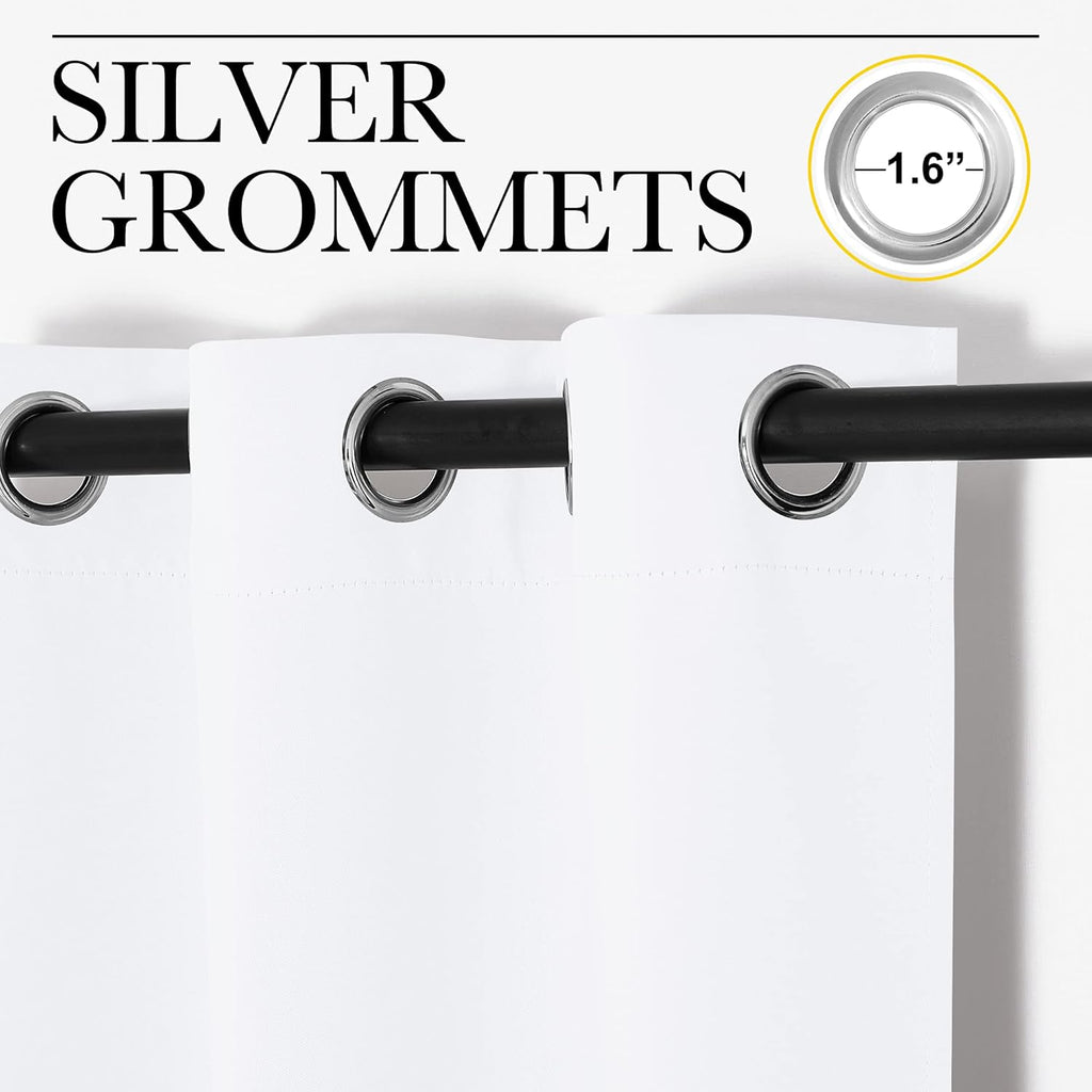 NICETOWN White Small Window Blackout Curtain Panels - Set of 2, 42" x 78" | 50% Light Blocking for Bedroom & Dining Room