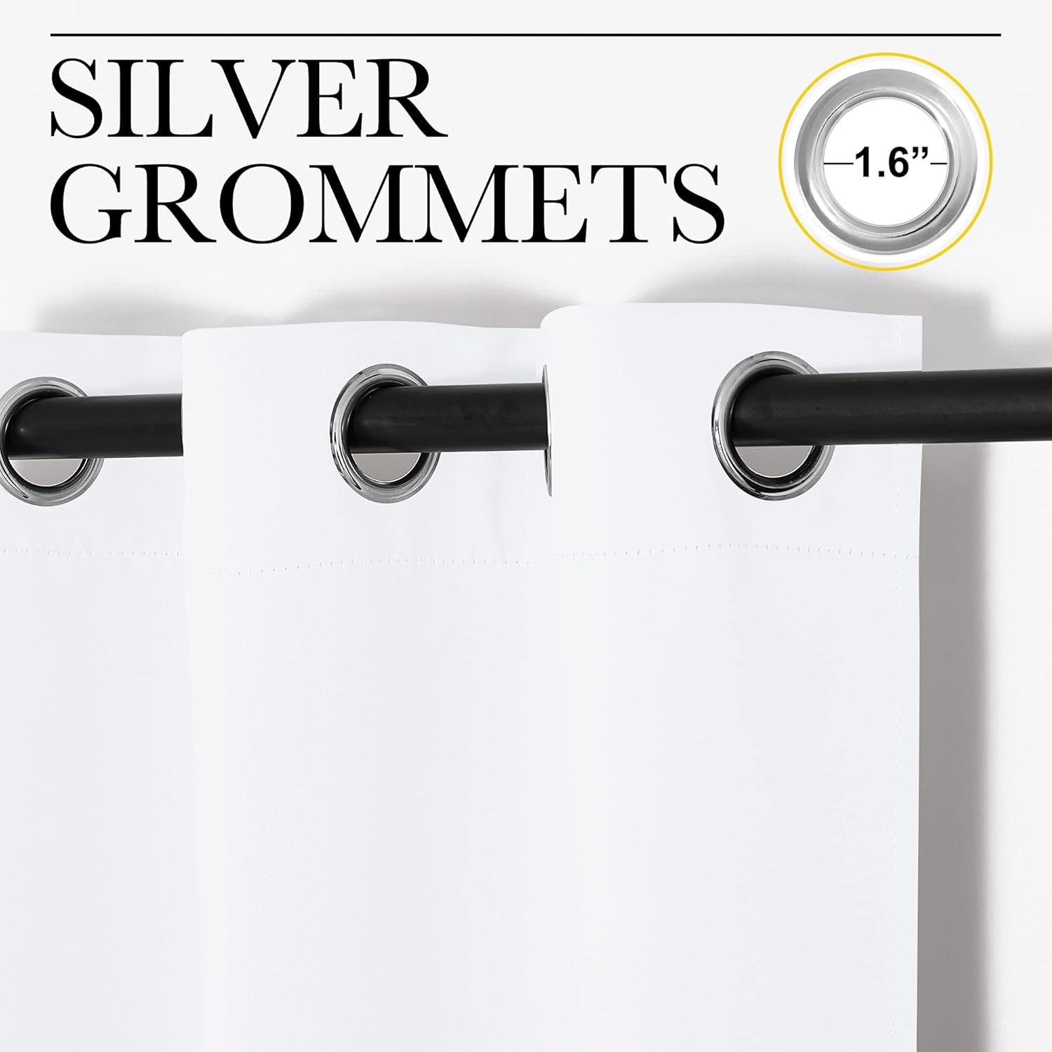 NICETOWN White Small Window Blackout Curtain Panels - Set of 2, 42" x 78" | 50% Light Blocking for Bedroom & Dining Room