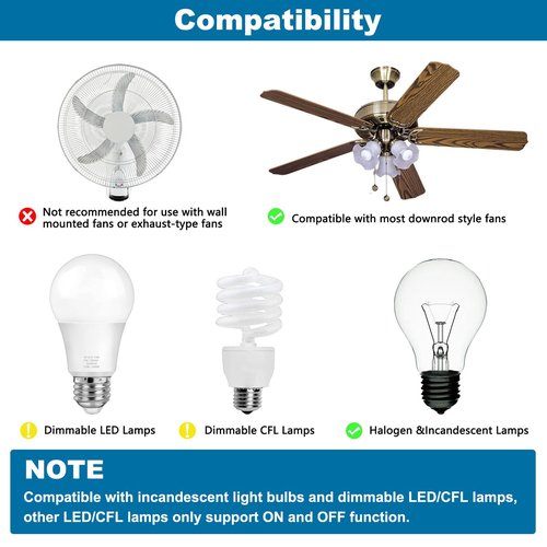 A25-TX012 / A25-TX025 Replacement Ceiling Fan Remote Only - DC Motor, Compatible with Harbor Breeze Ceiling Fan Remote Control - 6-Speed & Light Dimmer, with Reverse, Sleep Timer