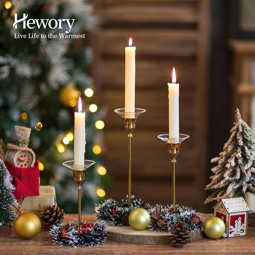 Hewory Glass Bobeches - 3 PCS Candle Drip Protectors for Taper Holders | Clear Round Design