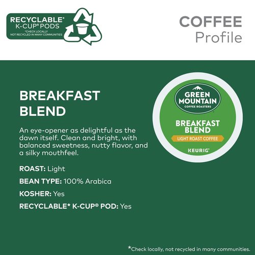 Green Mountain Coffee Roasters Breakfast Blend - Light Roast K-Cup Pods | 72 Count