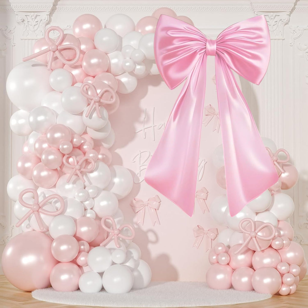 JUICYRAUL 23x35 Inch Large Pink Satin Bow,Giant Ribbon Tie for Coquette Room, Xmas Tree, Birthday, Graduation, Wedding Proposal & Baby Shower Decor